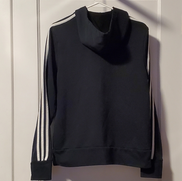 ADIDAS black full-zip hoodie Women's / Kids LARGE 3-stripe - Picture 4 of 4